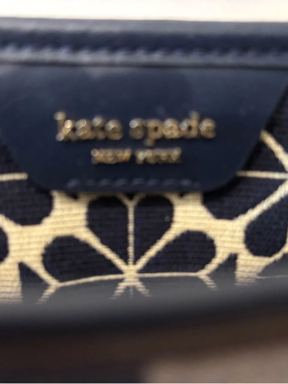 kate spade Navy and Cream Floral Stripe Tote
